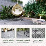 BEEFURNI Acacia Interlocking Deck Tiles (12"x 12" 20 PCS), Wood Deck Tiles Interlocking Outdoor All Weather, Patio Flooring for Indoor Outdoor use, 1 Year Warranty (Light Gray) BEEFURNI