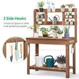 Yaheetech Potting Bench Table Horticulture Germination Table & Outdoor Garden Work Bench Platform w/Display Rack/Storage Shelf/Hanger/Thoughtful Sink Brown Yaheetech