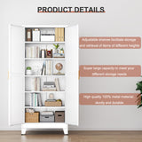 PAOFIN Kitchen Pantry Storage Cabinet with Doors and Adjustable Shelves, Metal ClosetMaid Food Pantry Cabinets, 75" Tall Freestanding Cupboard for Kitchen, Laundry or Utility Room, White PAOFIN