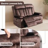 PALLOME Electric Power Loveseat Recliner, Dual Recliner Sofa Couch with Heat & Massage, Overstuffed Armrests, USB Ports, and Ergonomic Backrest for Living Room Comfort (Brown) PALLOME