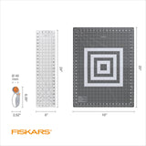 Fiskars Rotary Cutter 3-Piece Set - 45mm Blade Rotary Cutter for Fabric, Self Healing Cutting Mat, and Sewing Ruler - Craft Supplies - White/Gray Fiskars