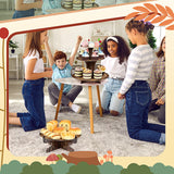 7 Pieces Woodland Cupcake Stand Set Includes 2 Wooden Cupcake Stand 1 Rustic Cake 4 Rectangle Serving Tray for Woodland Western Forest Camping Hunting Baby Shower Birthday Decorations(Woodland) Sawysine