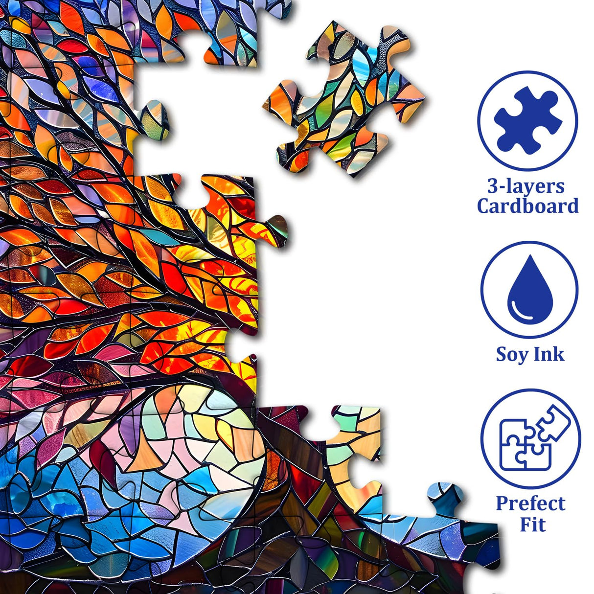 PICKFORU Stained Glass Puzzle Tree of Life Puzzles for Adults 1000 Pieces, Impossible Hard Difficult Challenging Puzzles for Adults, Colorful Mosaic Tree of Life Jigsaw Puzzle 1000 Pieces PICKFORU