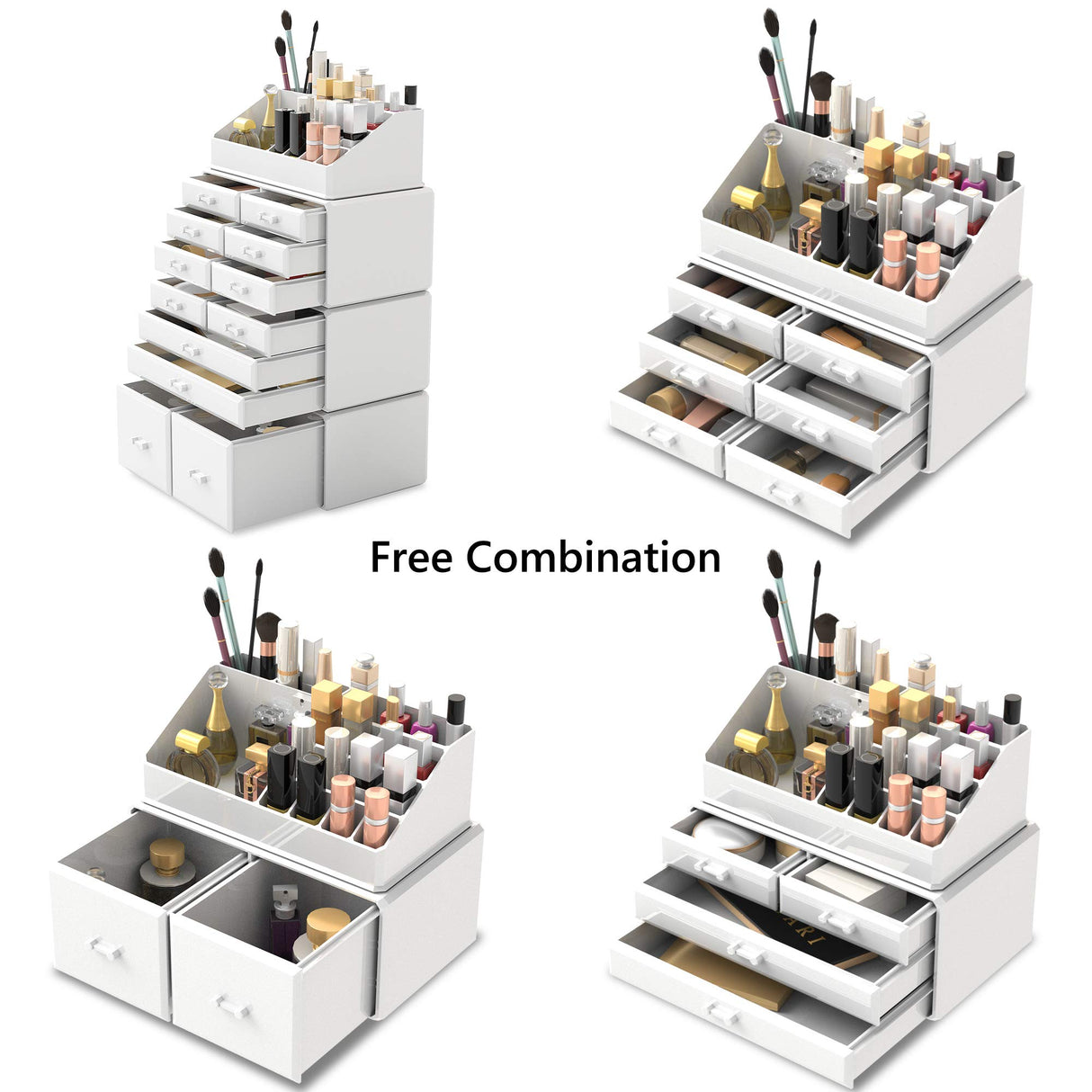 READAEER Makeup Cosmetic Organizer Storage Drawers Display Boxes Case with 12 Drawers (White) READAEER