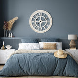 RiteSune 24 Inch Large Farmhouse Wall Clock, Rustic Wall Clock Decor, Wooden, Non-Ticking, Easy to Hang for Living Room, Bedroom, Kitchen RiteSune