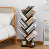 ruboka 8 Tier Tree Bookshelf,8 Shelf Floor Standing Bookcase Display for CDs/Magazine/Books, Retro Bookshelf for Bedroom, Living Room, Office,Balcony,Book Organizer Storage Shelves ruboka
