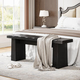 Tribesigns Wooden Entryway Bench, 47-Inch Wood Dining Table Bench with Sturdy Frame for Dining Room Bedroom Living Room Hallway Kitchen, Easy Assembly (Black) Tribesigns