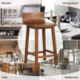 COSTWAY Solid Wood Bar Stools Set of 2, 24.5-inch Counter Height Chairs with Low Back and Footrest, Farmhouse Wooden Armless barstools for Kitchen Island, Dining Room, Cafe, Breakfast, Brown COSTWAY