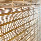 MOOD Custom Bamboo Shades | TWIRL | Cordless Bamboo Roman Shades for Windows and Doors (Natural Woven) | Maple Twirl (Sheer) | Custom Size Mood