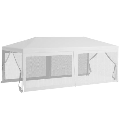 Outsunny 10' x 20' Canopy Tent Gazebo with 4 Removable Mesh Side Walls for Events & Weddings, White