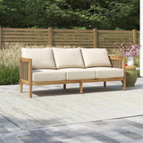 Merax Outdoor Acacia Wood Wicker 3 Seater Sofa, Patio Furniture Conversation Set for Backyard Merax