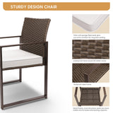 YIYAN Patio Furniture Set 3 Pieces Outdoor Rattan Chair Wicker Sofa Garden Conversation Bistro Sets with Coffee Table,Comfortable Washable Cushions (White) YIYAN