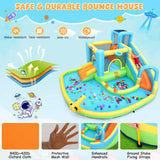 Whubefy 12.8x12FT Water Bounce House for Kids, 13-in-1 Inflatable Water Park with Catch Ball Set/Punching Bag/Toss Rings/Water Soaker Balls/Splash Pool/Water Cannon/Climbing Wall/Basketball Hoop Whubefy