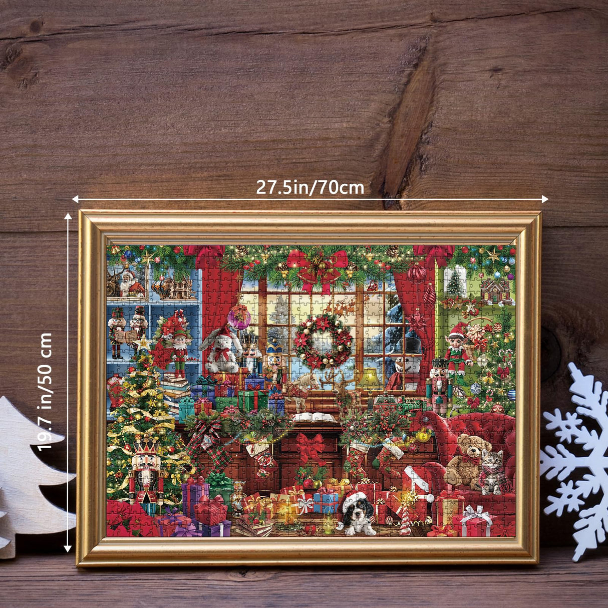 Christmas Room Puzzles for Adults 1000 Piece Winter Cat Dog Art Holiday Jigsaw Puzzles Impossible Challenging Puzzle for Adults As Home Decor BUAHA