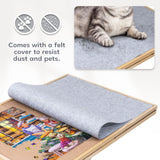 Tektalk Rotating Jigsaw Puzzle Table with Angle & Height Adjustment, Wooden Puzzle Board with Cover & 4 Colored Drawers, Tilting Puzzle Easel with Legs & 4 Roller Wheels, for Up to 1500 Pieces Tektalk