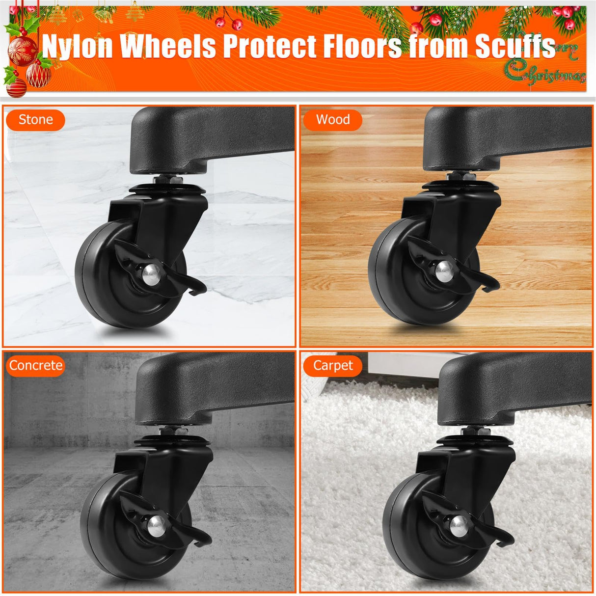 Rolling Christmas Tree Stand Universal Rolling Christmas Tree Stand with Wheels, Rolling Christmas Tree Holder Base for Artificial Trees up to 9 ft, Heavy Artificial Xmas Tree Stand Base with Casters Hammrit