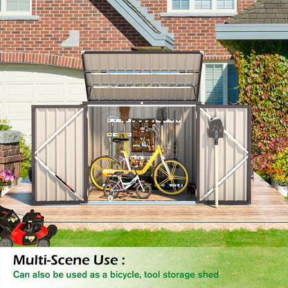 AECOJOY 46 Cu.Ft Outdoor Trash Can Storage Bike Storage Shed, Horizontal Storage Cabinet Waterproof, Garbage Can Storage Bicycle Sheds & Outdoor Storage Clearance in Grey