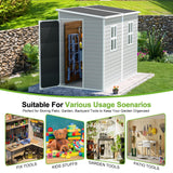 WACASA Outdoor Storage Sheds with Floor, 8X4FT Waterproof Resin Sheds with Lockable Door, Window & Vents, Plastic Storage Shed for Patio, Garden, Yard, Tools WACASA