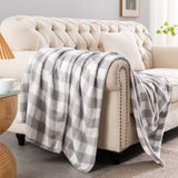 BEDELITE Fleece Throw Blanket for Couch Sofa Bed, Buffalo Plaid Decor Grey and White Checkered Blanket, Cozy Fuzzy Soft Lightweight Warm Blankets for All Seasons BEDELITE
