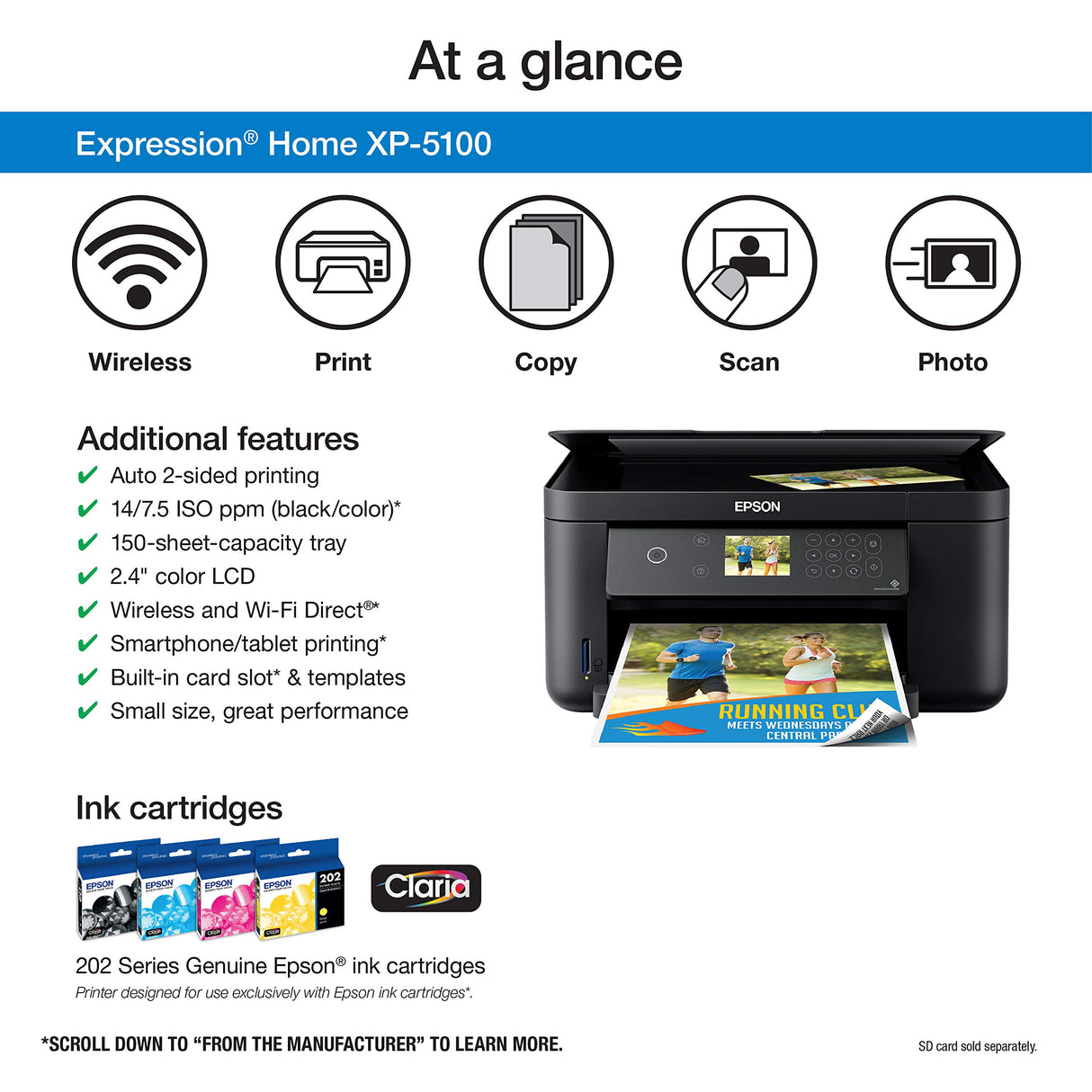 Epson Expression Home XP-5100 Wireless Color Photo Printer with Scanner & Copier, Amazon Dash Replenishment Ready Epson