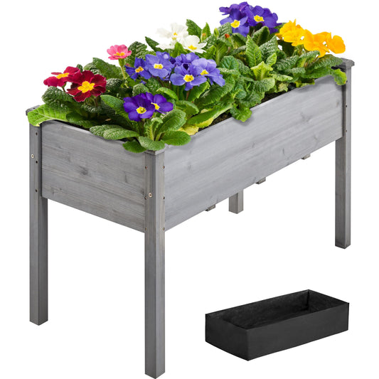 Yaheetech 1pc Raised Garden Bed Outdoor with Legs Horticulture Elevated Wood Planter Boxes w/Stable Rectangle Structure Standing Planter for Vegetables Flowers Herbs Planting,Gray