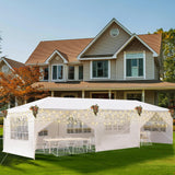 10' x 30' Outdoor Gazebo Tents with 8 Removable Sidewalls, Shade Canopy Tents with Transparent Windows, White Patio Canopy Tent for Party, Wedding, Beach, BBQ, Birthday, Events, Gatherings Usnipoya