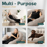 Bme 40" Ergonomic Wicker Papasan Chair with Soft Thick Density Fabric Cushion, High Capacity Steel Frame, 360 Degree Swivel for Living, Bedroom, Reading Room, Lounge, Silver Cloud - Brown Base Bme