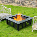 EcoNook 32 inch Fire Pit, Square Outdoor Fire Pit Table with Spark Screen & Fire Poker, 3-in-1 Multipurpose Firepits for Outside, Fireplace for Yard, Garden, Patio EcoNook