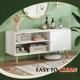 WLIVE TV Stand for 55 Inch TVs, Entertainment Center with Storage Cabinet, Mid-Century TV Stands for Living Room and Bedroom, 50" TV Console, White WLIVE