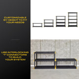 CX Black & Yellow®, 5-Tier Heavy Duty Plastic Storage Shelving Unit, 200lbs/shelf (72”H x 48”W x 20”D), for Indoor/Outdoor Organization, Modular Rack CX