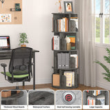 Aheaplus 360° Rotating 4-Tier Corner Bookshelf - Space-Saving Black Bookcase for Small Rooms Aheaplus