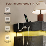 LIKIMIO 54" Tall 5 Drawer Dresser for Bedroom, Black Dresser with LED Light and Power Outlet, Wood Modern Chest of Drawers for Living Room, Entryway, Hallway LIKIMIO