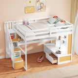 Harper & Bright Designs Natural Full Loft Bed with Desk, Stairs, and Storage Solutions for Kids and Teens Harper & Bright Designs