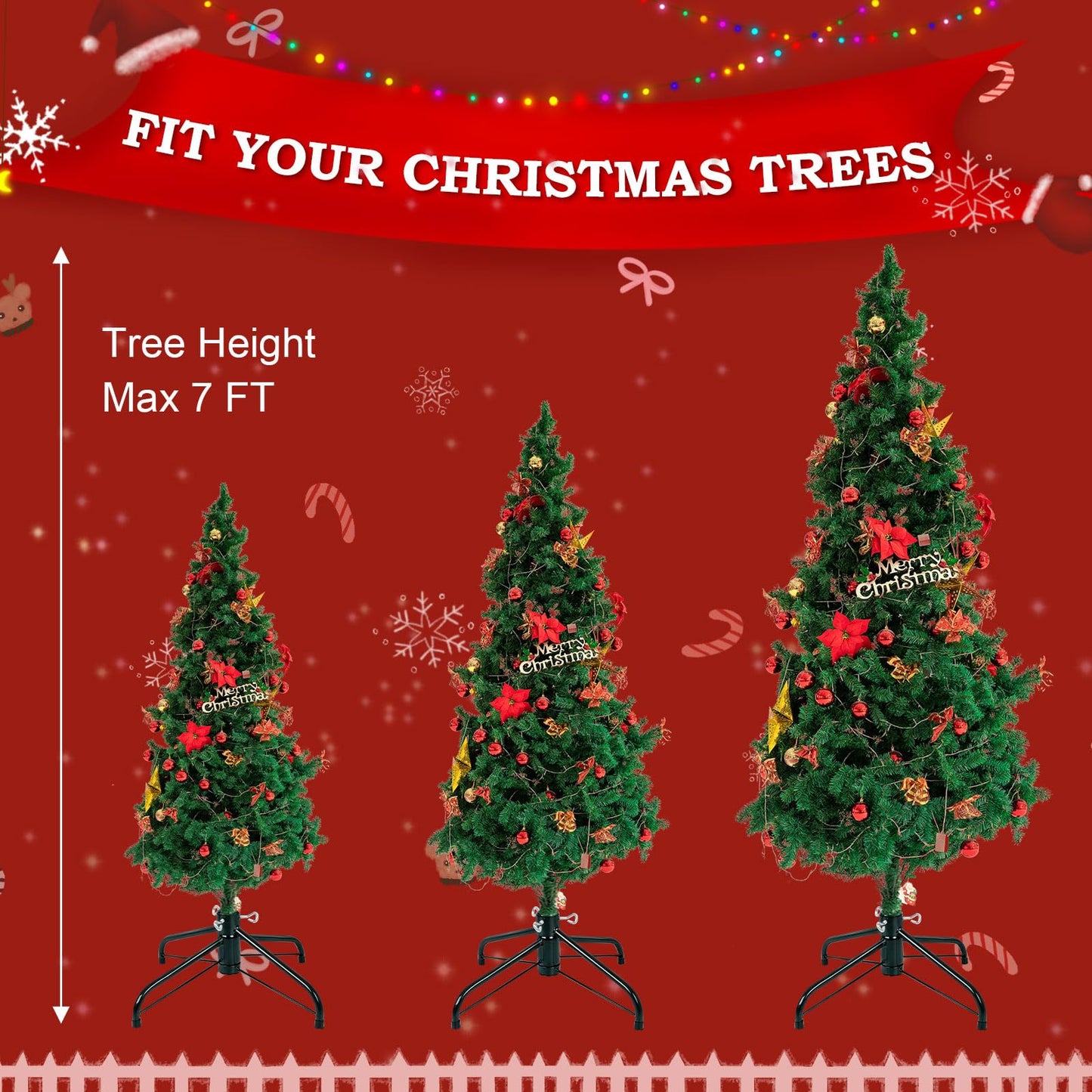 Christmas Tree Stand, Christmas Tree Base Replacement (Length16.1, Dia 1.25") for Artificial Trees up to 2-7 FT Heavy Duty Folding Christmas Tree Stands Dark Green