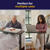 Drive Medical 13067 Non Tilt Top Overbed Table with Wheels and Secure Height Adjustment, FSA/HSA Eligible, Standing Desk or Hospital Tray Table, Bedside Rolling Overbed Table, Silver Vein Drive Medical