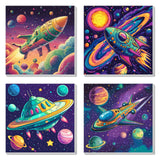 4 Pack Paint by Numbers Kit for Kids, Outer Space Color by Number Painting Kits for Kids Ages 8-12 Astronaut Paint by Numbers with Framed Canvas Children DIY Paints by Number Kits for Beginners 8x8 In AILIBUT