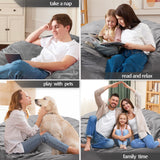 Homguava 3FT Bean Bag Chair: 3' Bean Bags with Memory Foam Filled, Large Beanbag Chairs Soft Sofa with Dutch Velvet Cover-Grey Homguava