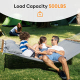 Everyfun Double Hammock with Spreader Bar,Soft Pillow,Max Load 500lbs,Portable Hammock for Outdoor,Camping,and Backyard,Dark Gray Everyfun