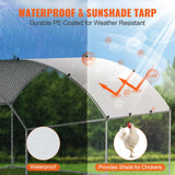 VEVOR Large Metal Chicken Coop with Run, Walkin Poultry Cage for Yard with Waterproof Cover, 13.1 x 9.8 x 6.4 ft Peaked Hen House, Duck and Rabbit, Silver, Spire Roof VEVOR