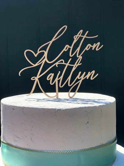 Personalized Rustic Name Wedding Cake Topper | Custom Cake Topper | Wood Cake Topper - WoodArtSupply