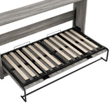 RUNNA Twin Size Murphy Bed with Drawers and LED Light, can be Folded into a Cabinet,Sturdy Solid Wood Bed Frame, Suitable for bedrooms or Offices with Limited Space,Gray RUNNA