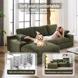 98.4" Green Sectional Sofa Cloud Modular Sectional Couch with Chaise,Corduroy Sectional Couches L-Shaped Modern Upholstered Sofa with Deep Seat for Living Room and Bedroom,No Assembly Required(Green) XSZD