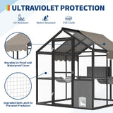 Aluminum Extra Large Catio Outdoor Cat Enclosure for Multiple Cats, Catio Large Cat Run, Cats Run Enclosure Walk in Kitten Condo with Channels, Side Door, UV Proof Cover, Huge Condo, Platform Reljofum