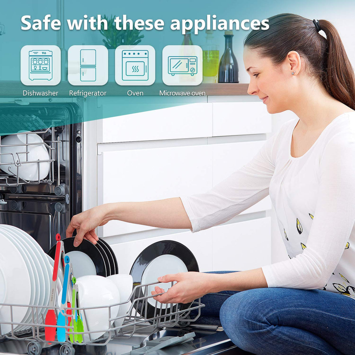 Kitchen Tongs Set of 3, Cooking Tongs with Silicone Tips, Stainless Steel Buffet Tongs, Non-Stick Non-Scratch Heat Resistant Tongs for Grilling Cooking BBQ Salad Serving (Multicolor, 7/9/12 Inch) DAILY KISN