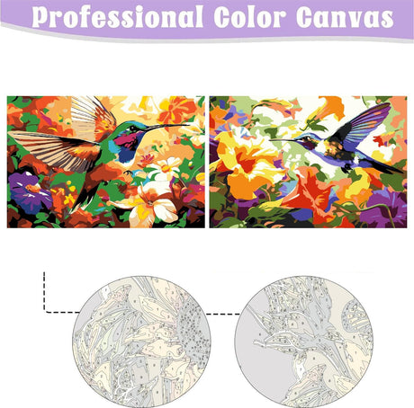 uuxsretaio 2 Pack Paint by Numbers Kits for Adults, Hummingbird Adults Paint by Number Kits with Framed, DIY Acrylic Easy Oil Painting Arts and Crafts for Home Wall Decor (8X12 Inch) uuxsretaio