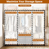 IRONCK Garment Racks with Shelves 4 Drawers and 8 Hooks Heavy Duty Closet Organizer for Hanging Clothes, Freestanding Closet Wardrobe Rack, Vintage Brown IRONCK