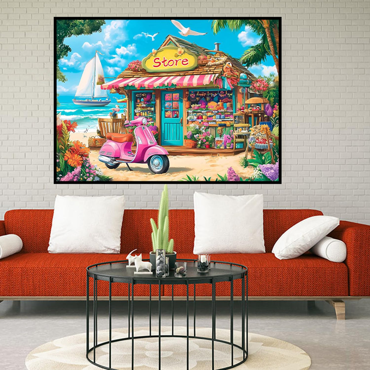 CHWGLFGG 5D Diamond Art Kits for Adults Beginners, Beach Flower Store Diamond Painting Kits, DIY Full Round Drill Paint by Diamonds Dot Gem Art for Adults, Home Wall Decor 12x16 Inch CHWGLFGG