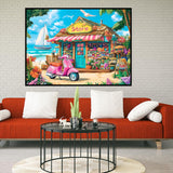 CHWGLFGG 5D Diamond Art Kits for Adults Beginners, Beach Flower Store Diamond Painting Kits, DIY Full Round Drill Paint by Diamonds Dot Gem Art for Adults, Home Wall Decor 12x16 Inch CHWGLFGG