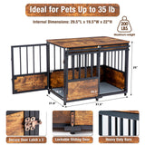 KOOPRO 32 Inch Dog Crate Furniture with Cushion for Large Medium Dogs, Wooden Heavy Duty Dog Kennel with Double Doors, Decorative Pet House Dog Cage Side End Table Indoor, Sliding Door Chew-Resistant KOOPRO