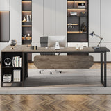 Tribesigns 70.8" Executive Desk with 55" File Cabinet, Industrial L Shaped Computer Desk with Storage Shelves and Cabinet, Large L Shaped Executive Desk for Home Office, Retro Gray & Black Tribesigns